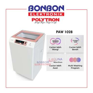 Polytron Mesin Cuci 1 Tabung 10KG PAW 1028W / ZEROMATIC PAW 1028 W