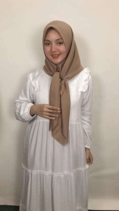 Ns Looks Lula Long Dress Maxy Katun Rayon Twil Gamis Muslim Wanita S-M putih