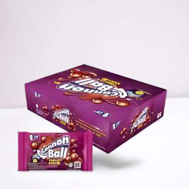 Permen canon ball coklat kunyah (1 box isi 24pcs) cemilan enak dan murah