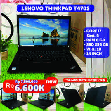 [NEW} Laptop Lenovo Thinkpad T470S Core i7 Ram 8GB/256GB SSD 14 inch New Baru Free Instal Aplikasi
