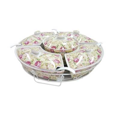 Vicenza BA472 Mawar Prasmanan Set Perangkat Saji White Pink