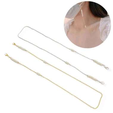 Emily Korean Pearl Strap Mask Kalung Masker Gantungan Masker Korea Gold