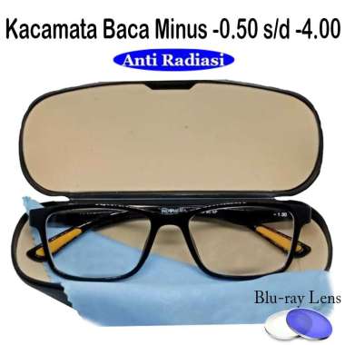 Kacamata Minus (-) Anti Radiasi Blueray Kacamata Minus 0.50 s/d 4.00 Rabun Jauh Unisex Pria Wanita -
