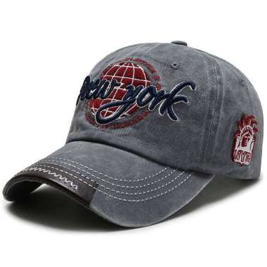 Baseball cap : NEW YORK GLOBE - Topi Baseball Topi Pria Topi Wanita Topi Olahraga One Size GRAY