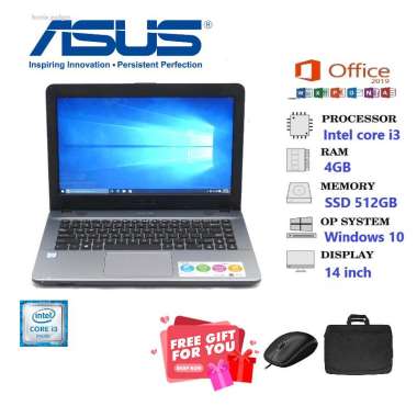 LAPTOP ASUS X441ua INTEL CORE I3 RAM 8GB/SSD 512GB WINDOWS 10 [FREE TAS &amp; MOUSE] 4gb/SSD 128gb
