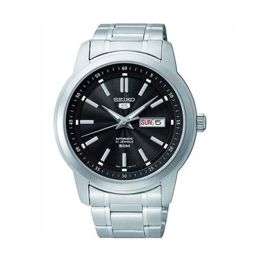 SEIKO 5 SNKM-87K1 Automatic 21 Jewels Garansi Resmi Jam Tangan Pria Black Silver