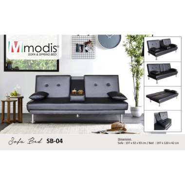 Modis Sofa Bed SB 04 - Sofa Bed Minimalis Kulit Hitam