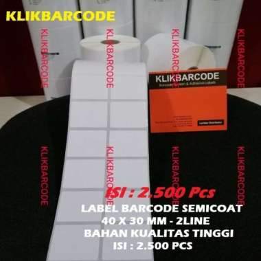 Label Barcode 40 X 30Mm (2 Line) Kertas Sticker Label Semicoated 40X30
