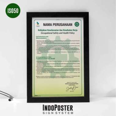 Poster K3 Safety Kebijakan K3 Safety QHSE Policy Perusahaan Custom A2 60x40cm