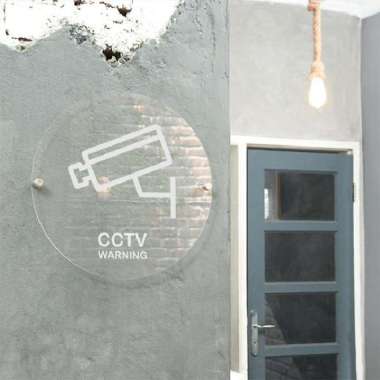 Papan Tanda Cctv Warning - Akrilik Bening L 30 Cm Putih