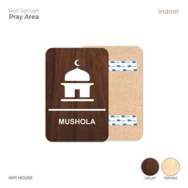Papan Tanda Mushola - Penanda Pintu Coklat Gelap