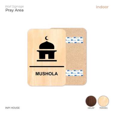 Papan Tanda Mushola - Penanda Pintu Coklat Terang