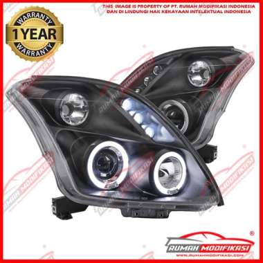 HEADLAMP - SUZUKI SWIFT 2004-2010 - ANGEL EYES - LED - BLACK