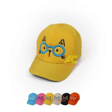 TOPI ANAK Bordir Kacamata Kucing / TOPI ANAK BORDIR KACAMATA Kuning