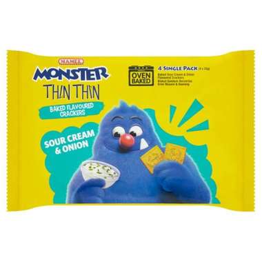 Mamee Monster Thin Thin Sour Cream & Onion Baked Crackers 4sX22g