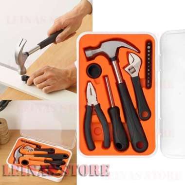 Alat Perkakas Set Palu / Obeng / Tang / Tool Box Isi 17