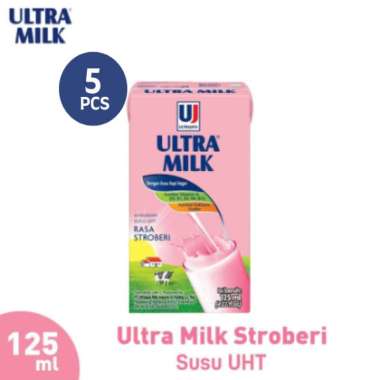 Ultra Jaya Milk Rasa Stroberi / Strawberry Susu UHT 125 ml [5 pcs]