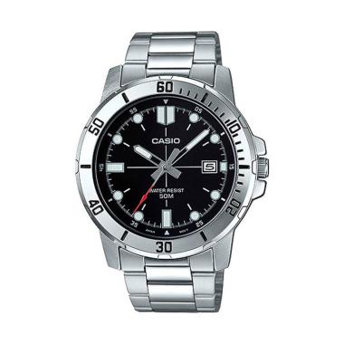 CASIO Enticer MTPVD01 Stainless Steel Analog Jam Tangan Pria [Original] Black Silver