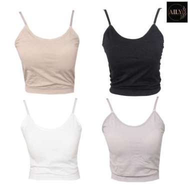 Aily V21 Crop TankTop With Cup Wanita Coklat