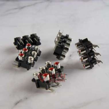 Soket RCA Socket 2x3 3way 6Pin Tancap Bell PCB