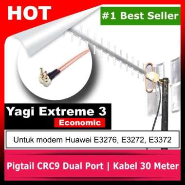 Antena Yagi Extreme 3 Dual Port CRC9 Antenna Penguat Signal E3372 (30M