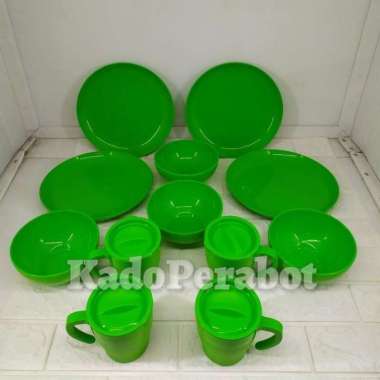 piring set lengkap murah - piring tableware set hoya plast SEGI 12 pcs Hijau