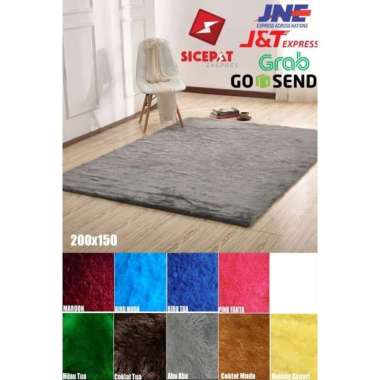 Karpet bulu rasfur 200x150 Tebal Keseluruhan 2.5cm. Alas kain bintik - coklat muda, Alas Polos Alas 