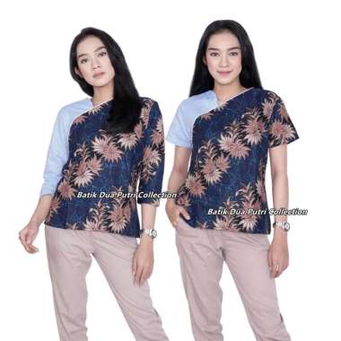 Batik Wanita Modern Kombinasi Biru LENGAN 7/8 5L LENGAN 7/8 5L