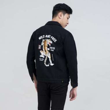 houseofcuff jaket jeans denim hitam tebal pria unisex tokyo XXXL
