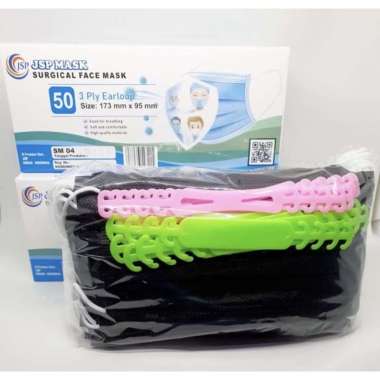 Masker Medis Surgical 3 ply earloop JSP Mask kemenkes embos @50pcs JSP Surgical Hitam50
