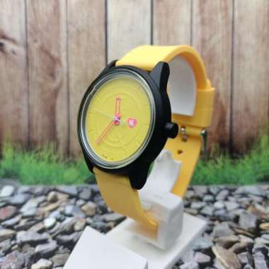 Q&Q QnQ QQ Smile Solar Strap Karet Kuning RP00J025Y Custom Original Kuning-Hitam