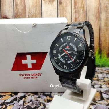 Swiss Army Analog Jam Tangan Pria Hitam Rantai 963 Original