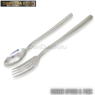 1 Set Sendok & Garpu Makan Hotel Stainless Tebal Polos Dinner Spoon