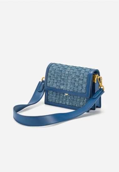 JW Pei Mini Flap Bag - Blue Denim Weave