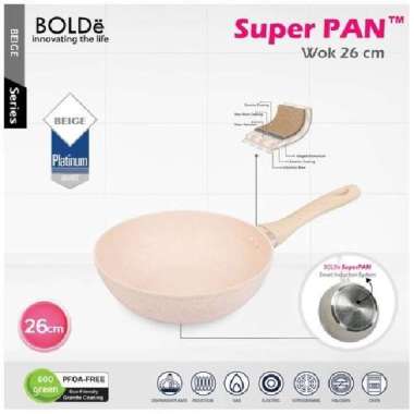 WOK PAN 26CM BEIGE BOLDE / WAJAN ANTI LENGKET BOLDE