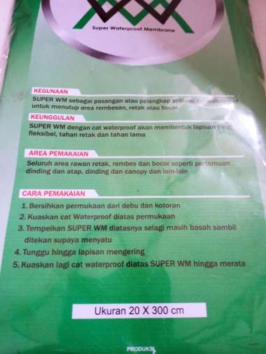 Serat Kain Kasa Serat Membran 20 cm x 300 cm Kasa Lapisan Anti Bocor