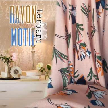 kain rayon motif kembang besar