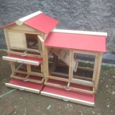 real pick kandang kelinci kucing kayu besar mewah harga murah outdoor
