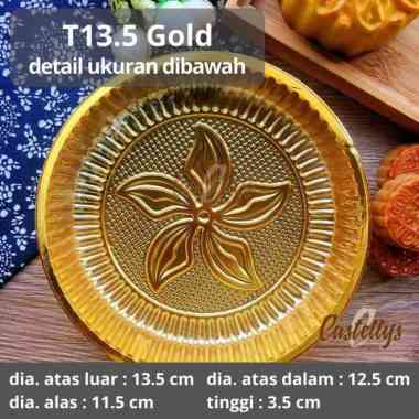 Tray Mika Gold 13.5 Nampan Bulat Mooncake Jumbo Kue Bulan Pudding Pie GOLD