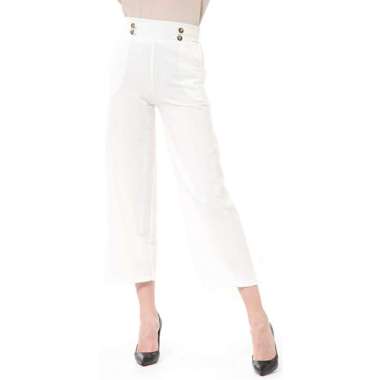 Hamlin Stella Casual Long Pants Wanita Celana Kulot Highwaist Double Botton Material Linen ORIGINAL