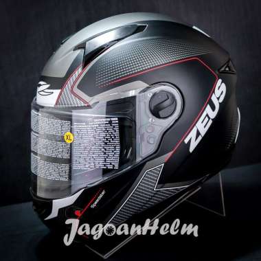 ZEUS HELM ZS811C FLAT | MATT BLCK AL6 WHT RED | ZS811 C FREE SMOKE VISOR M