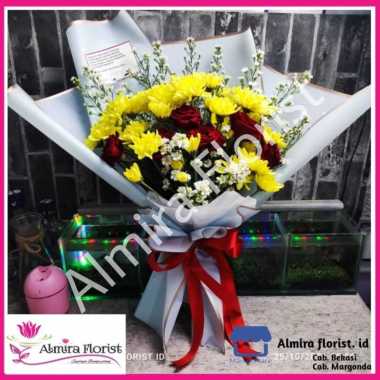 Bouquet bunga mawar mixed aster | buket bunga asli segar Biru