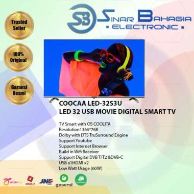 COOCAA LED-32S3U LED 32 USB MOVIE DIGITAL SMART TV (NEW) (KHUSUS BANDUNG)