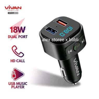 Vivan VBT01 Transmitter Bluetooth Car Charger 18W USB Flashdisk Music Player Radio FM