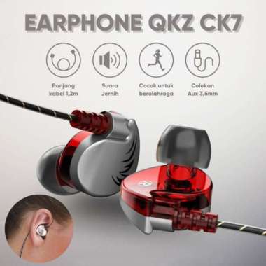 QKZ CK7 Headset Earphone Sport In-Ear Stereo Super Bass With Mic Gold warna