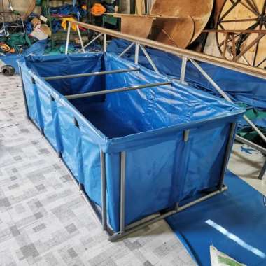 Kolam Kubus Rangka PVC/Kolam Ikan Koi/Terpal 2x1x0.8/Terpal Kolam Ikan