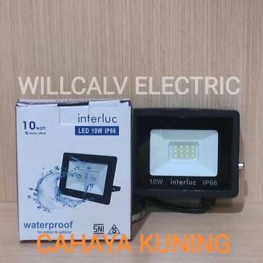INTERLUC LAMPU SOROT LED 10W 10 WATT IP66 / LAMPU SOROT LED 10W 10 WATT IP 66 INTERLUC cahaya kuning