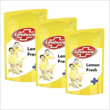 Sabun Mandi Cair Lifebuoy Body Wash Lemon Fresh Refill 850Ml Paket 3Pc