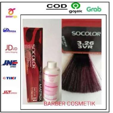 matrix socolor 3.26 violet red dark brown + oxidant, pewarna rambut