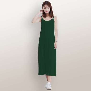 Long Dress sexy Camisoles Singlet Tali kecil Wanita Gaya Korea - Jfashion Mayleen M-L Hijau